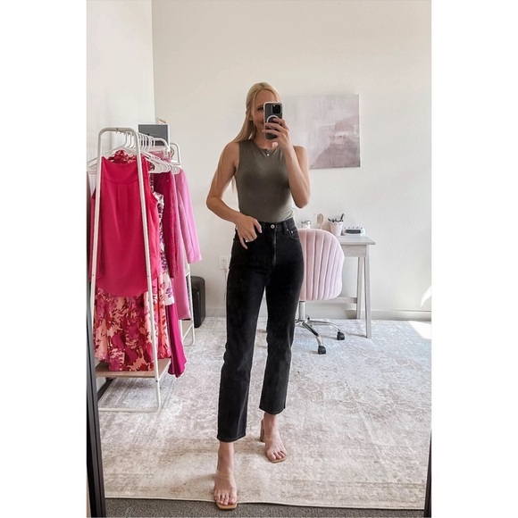 Abercrombie & fitch love curve ankle straight ultra high rise black jeans 2 long - Picture 1 of 5
